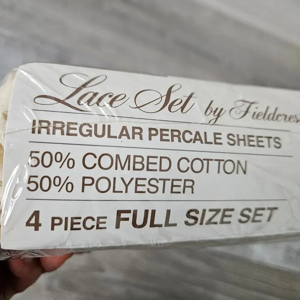 Lace Set By Fieldcrest Vtg 4 Pc Full Size No Iron Percale Sheets Luxury Bedding